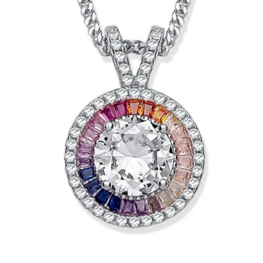 NEW! STERLING SILVER RAINBOW CIRCULAR PENDANT
